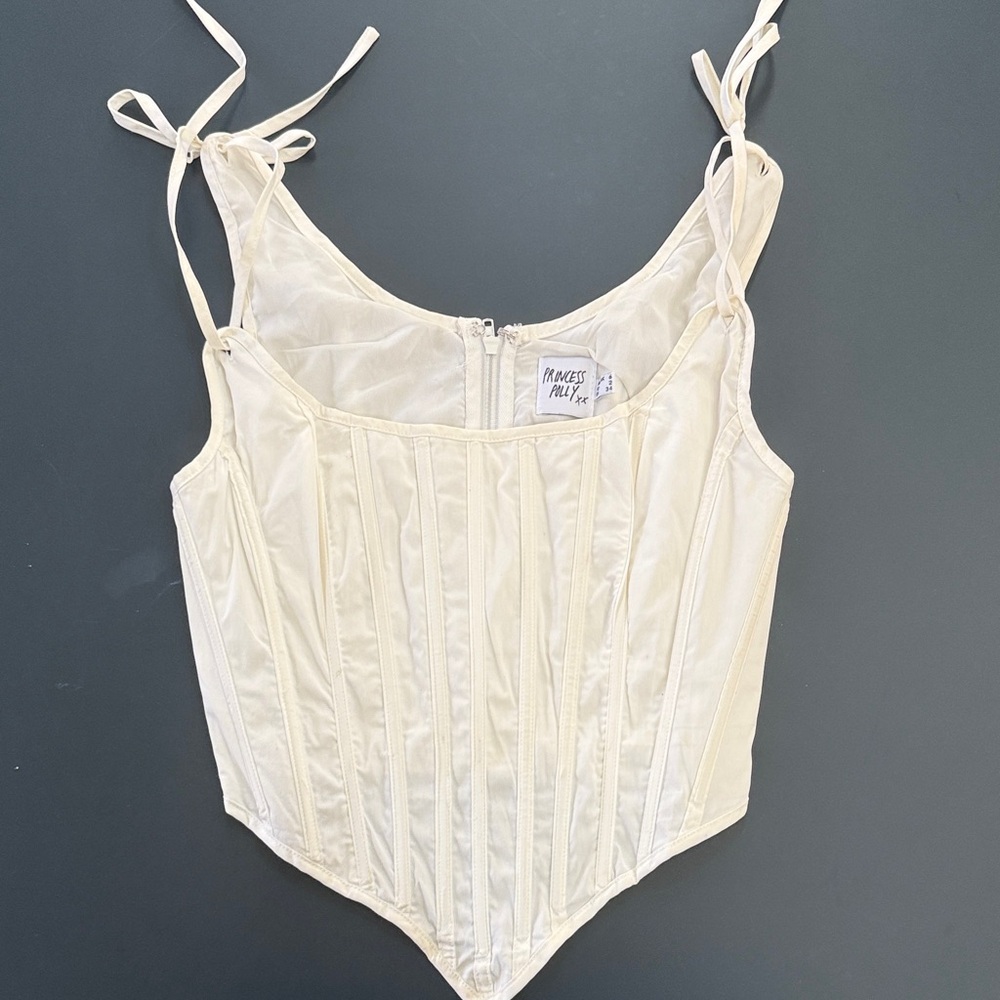Princess Polly Cream Corset Tie-Shoulder Tank